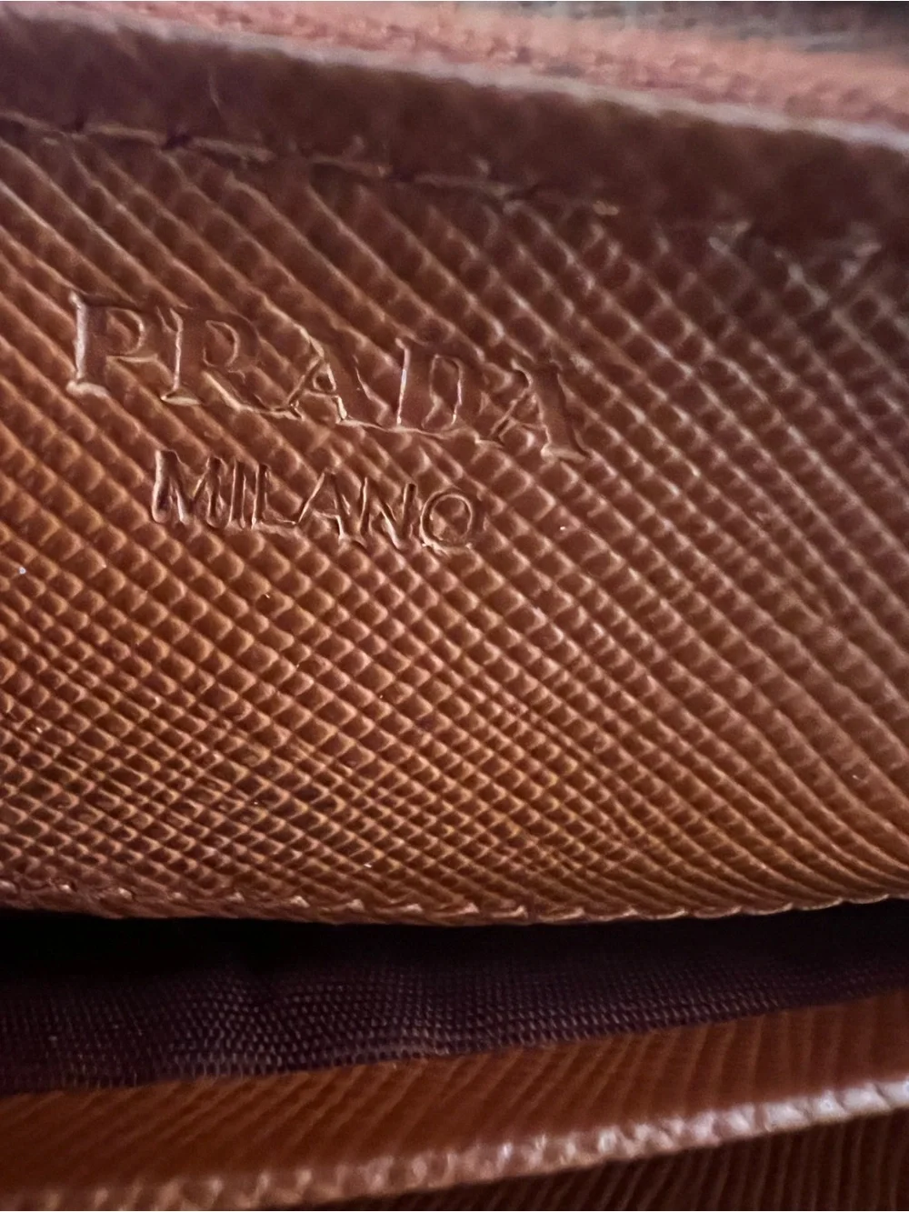PRADA Orange Saffiano Leather Zip Around Continental Wallet
